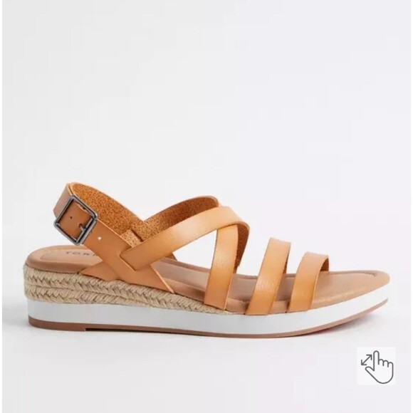 Torrid Tan Strappy Espadrille Sport Wedge Size 8 WW EUC - Picture 2 of 11